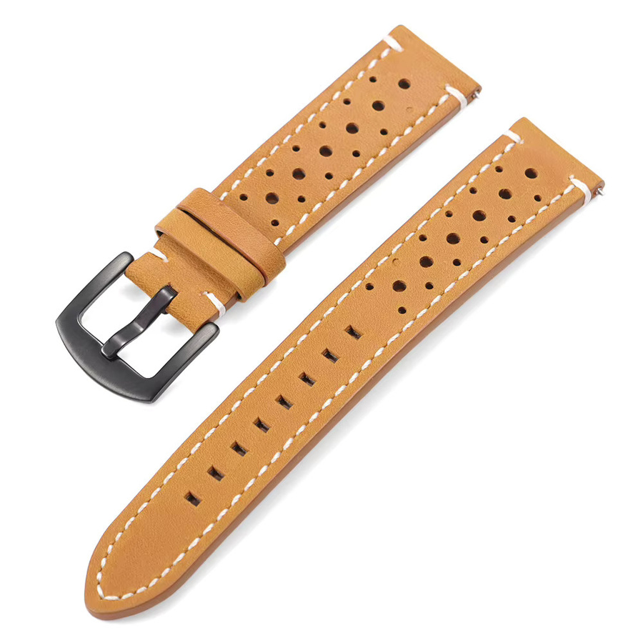 Langley Uhrenarmband Leder, Vintage, Schwarz, Unisex - Bild 2