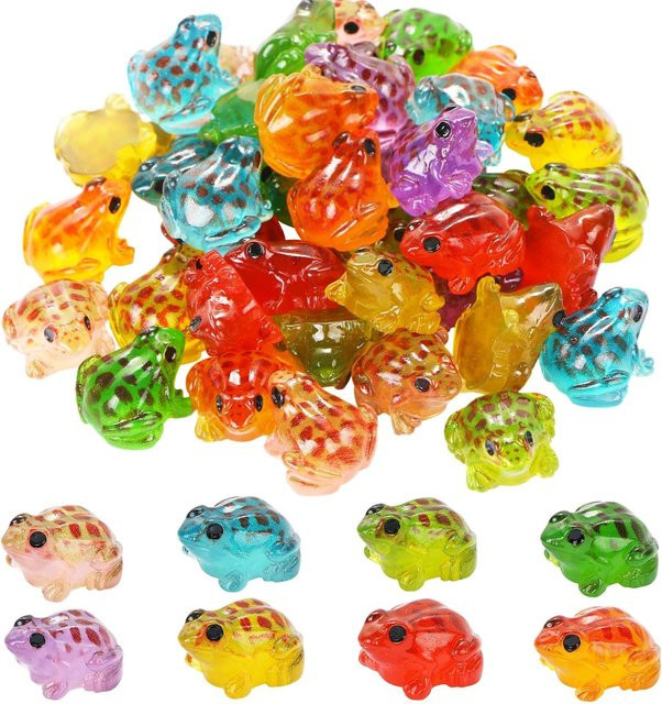 10 Stück Leuchtende Mini-Harz-Froschfiguren in Multicolour für DIY-Feengarten und Glasbehälter von MARKET-3 - Bild 1