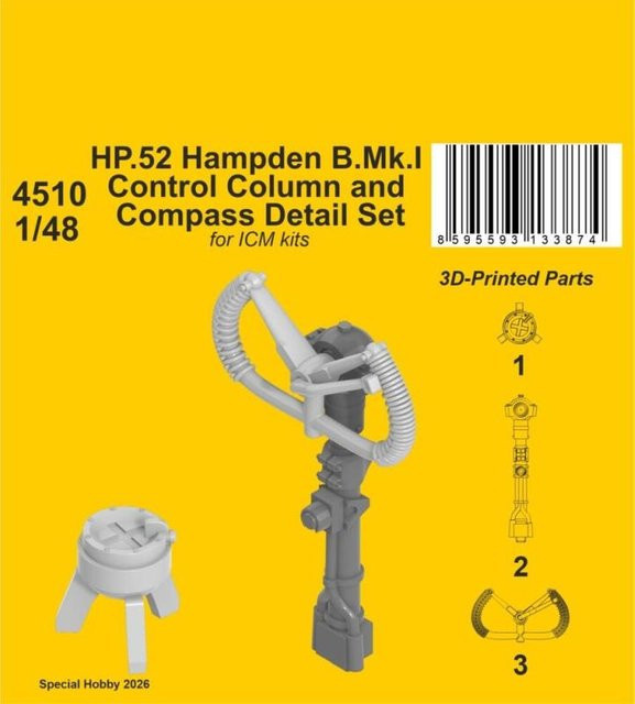 ICM HP.52 Hampden B.Mk.I - Control Column and Compass Detail Set - Bild 1