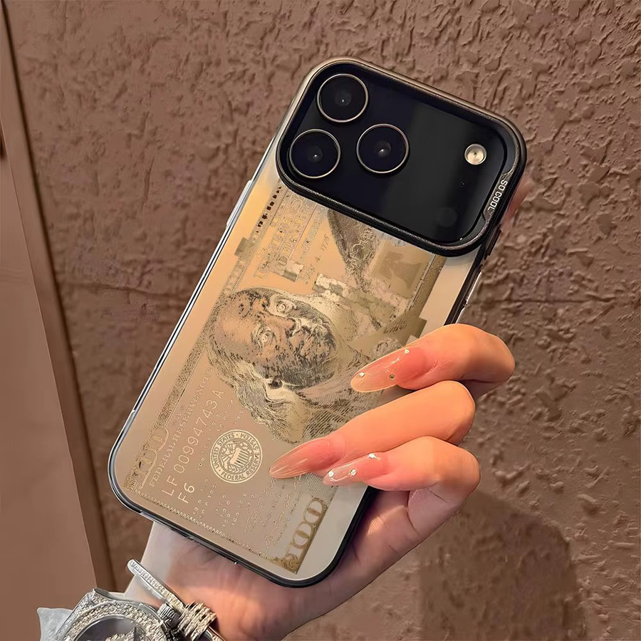 Handyhülle im USD Dollar Design für iPhone 11 bis iPhone 17 Pro Max, Matt Laser Metallic Aurora, Mehrfarbig - Bild 2