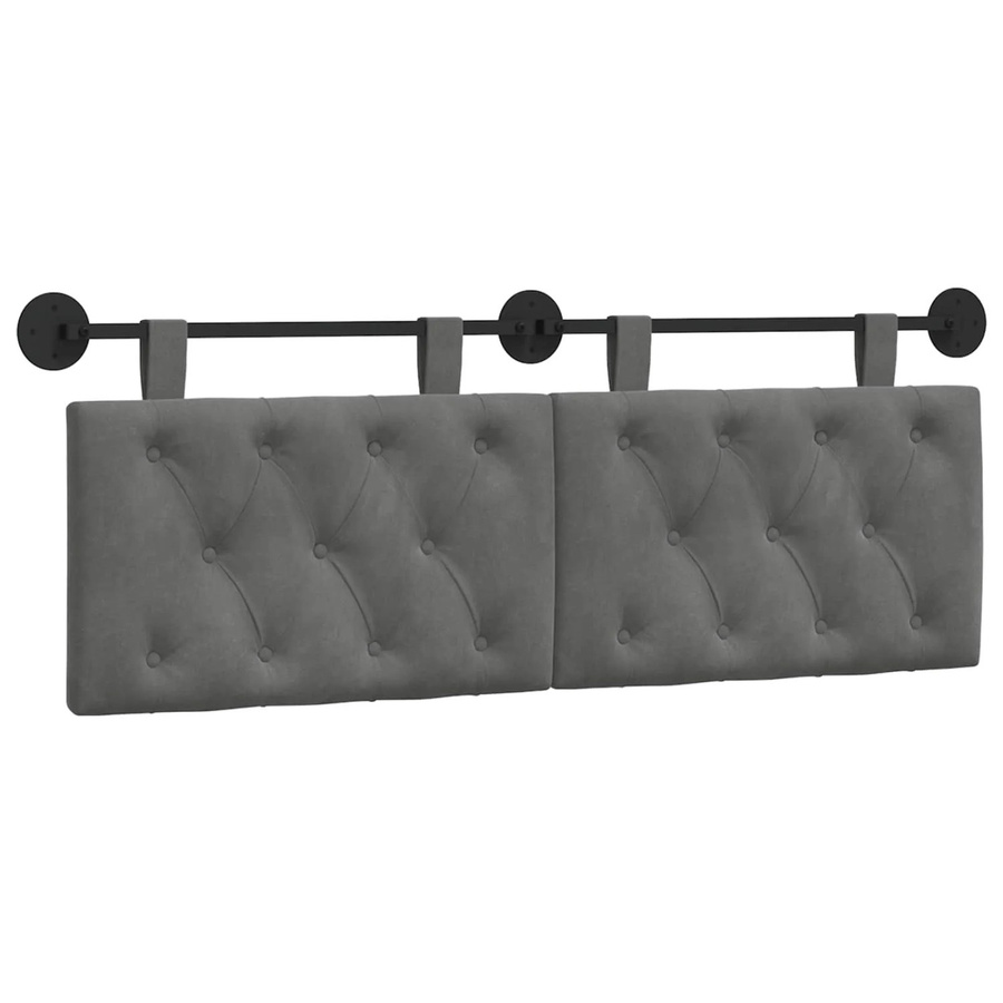 vidaXL Wandmontiertes Polsterpaneel aus Samt in Dunkelgrau, B/H/T: 130 x 55 x 7 cm - Bild 2