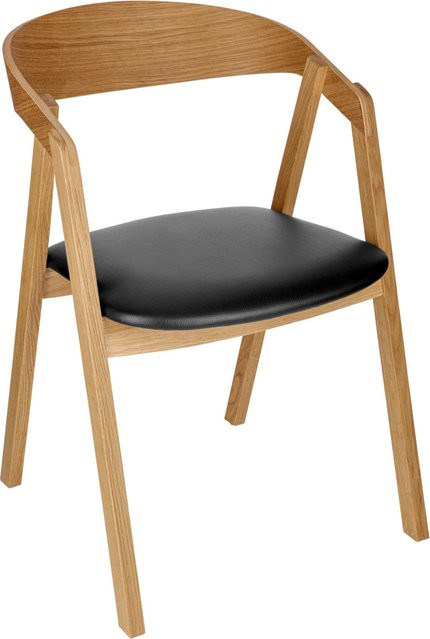 VEGA Stapelstuhl Calma aus Kunstleder in Schwarz mit Gestell in Eiche, 2er Pack, B/T/H: 54 x 53 x 79 cm - Bild 1