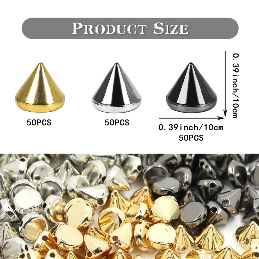 150 Stück Punk Kugelnieten und Kegel-Spikes aus Metall in Multicolour für DIY-Bastelarbeiten an Kleidung, Schuhen und Handtaschen - Bild 2