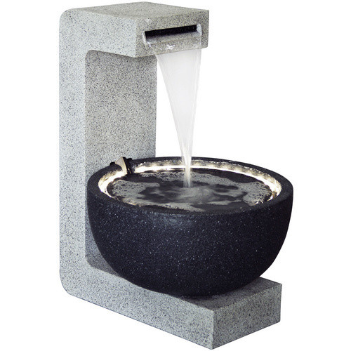 Dobar Design-Gartenbrunnen mit runder Schale in Grau aus Polyresin, B/T/H: 44 x 52 x 65 cm - Bild 4