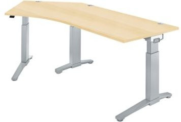 Schäfer Shop Genius Schreibtisch ERGOSTYLE S Eckschreibtisch, Ahorn/Weißaluminium, B/T: 216,5 x 80 cm, manuell höheneinstellbar, 135 Grad, Ansatz links - Bild 1