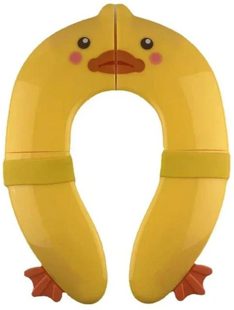 MARKET-2 Tragbares Kinder Reise Töpfchen Sitz Pad in Gelb, klappbare Toilettensitz Abdeckung für Kleinkinder aus Kunststoff und PVC, B/T/H: 35,0 x 35,0 x 25,5 cm - Bild 1