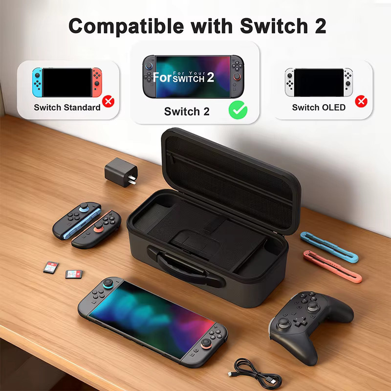 DEVASO Aufbewahrungsbox für Switch 2 Spielkonsole und Pro Controller, schwarze Schutzbox für Zubehör und Rucksack - Bild 3