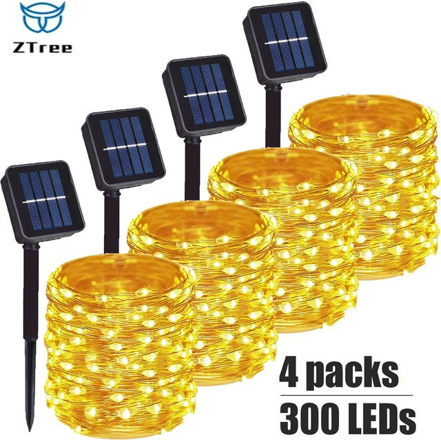 ZTree Solar-Lichterkette für den Außenbereich mit Kupferdraht, wasserdicht, 8 Modi, warmweiß - Bild 1