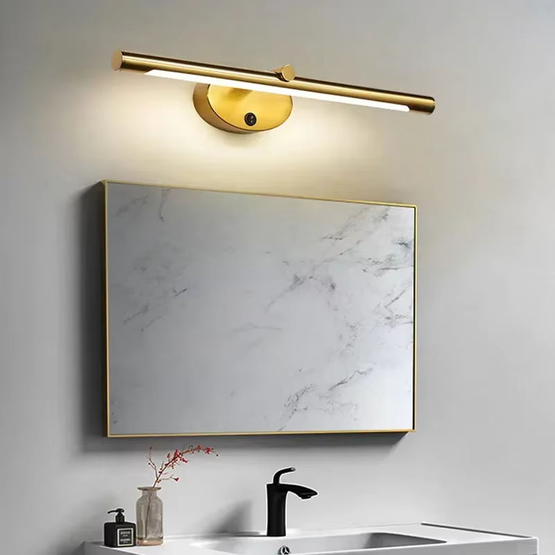 L-MANG LED Badezimmer-Wandleuchte mit Touch-Schalter, minimalistische lineare Spiegelleuchte für Badezimmer und Schlafzimmer in Weiß oder Gold/Messing - Bild 4