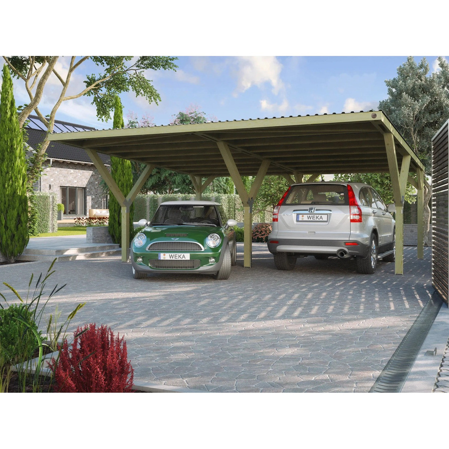 Weka Doppelcarport Mugello Flachdach aus Kiefernholz, braun, B: 594 cm x T: 606 cm - Bild 2