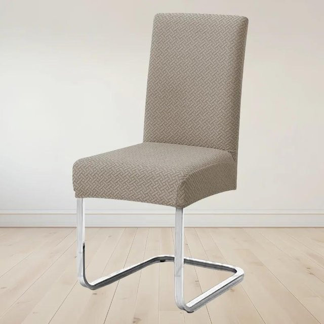 Bestbags Esszimmerstuhl Bezug mit Jacquard-Muster in Beige, elastischer Stuhlsitzbezug für Büro und Restaurant - Bild 1