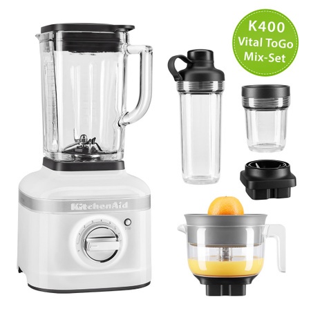 KitchenAid Artisan K400 Standmixer 5KSB4026 Vital ToGo Mix-Set Weiß