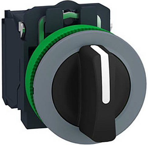 Schneider Electric XB5FD33C0 Wahlschalter aus Kunststoff in Schwarz und Grau, bündig montiert - Bild 1