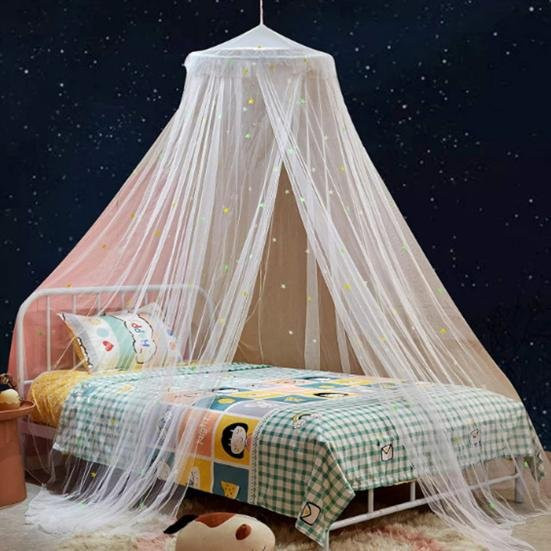 Faltbarer Dome-Betthimmel mit leuchtenden Sternen in Weiß aus Polyester für dein Kinderzimmer - Bild 1