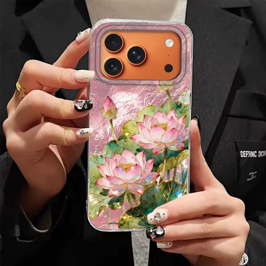 Luxuriöse Handyhülle mit Koreanischem Lotusblumen-Design für Apple iPhone (verschiedene Modelle), Mehrfarbig - Bild 2