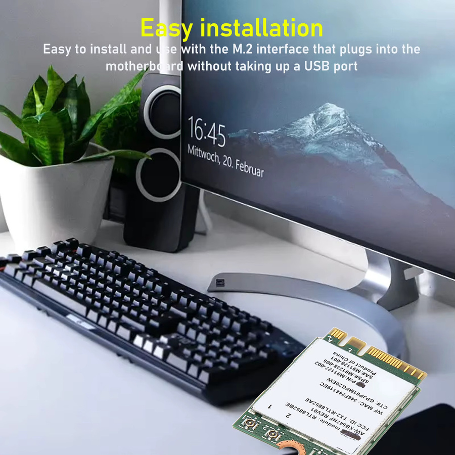 YOUTHINK RTL8852BE M.2 NVMe Netzwerkkarte mit Dualband Wi-Fi 2,4 GHz und 5 GHz, 1800 Mbit/s und Bluetooth 5.2 für deinen PC, Grün - Bild 2