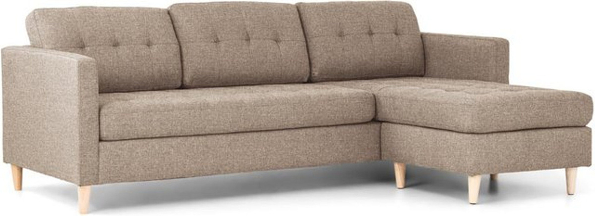 Ebuy24 Marino Chaiselongue Sofa in Braun aus Stoff mit Holzbeinen und wendbarer Ausrichtung - Bild 1