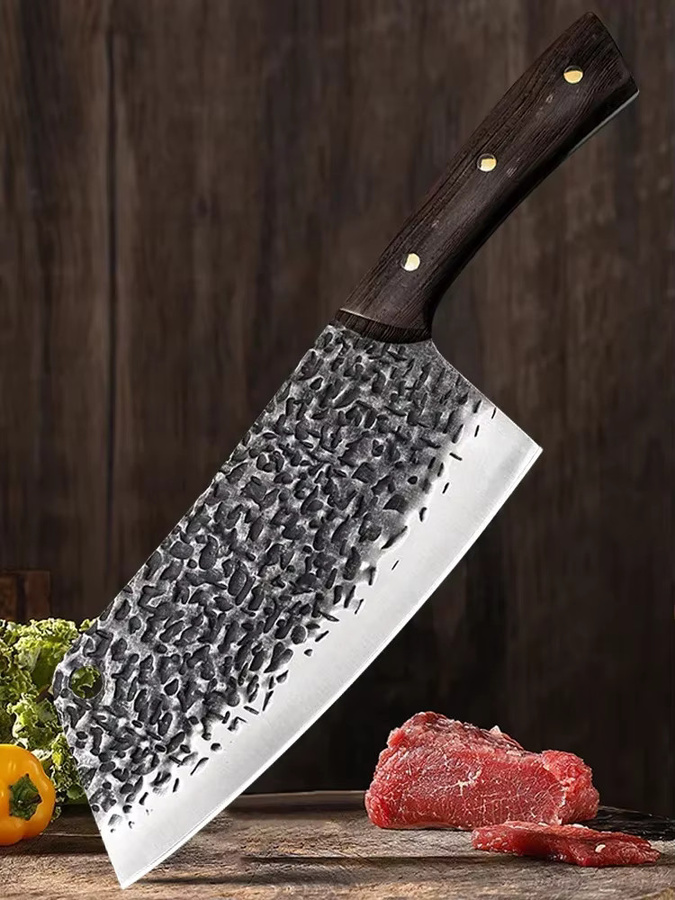 GuanQi Handgeschmiedetes Metzger-Kochmesser mit Holzgriff in Silber, 17,78 cm - Bild 7