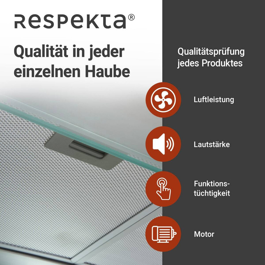 Respekta Unterbau-Dunstabzugshaube CH1259IXCN Edelstahl mit Glasschirm, B/H/T: 59,8 x 14 x 50 cm - Bild 4