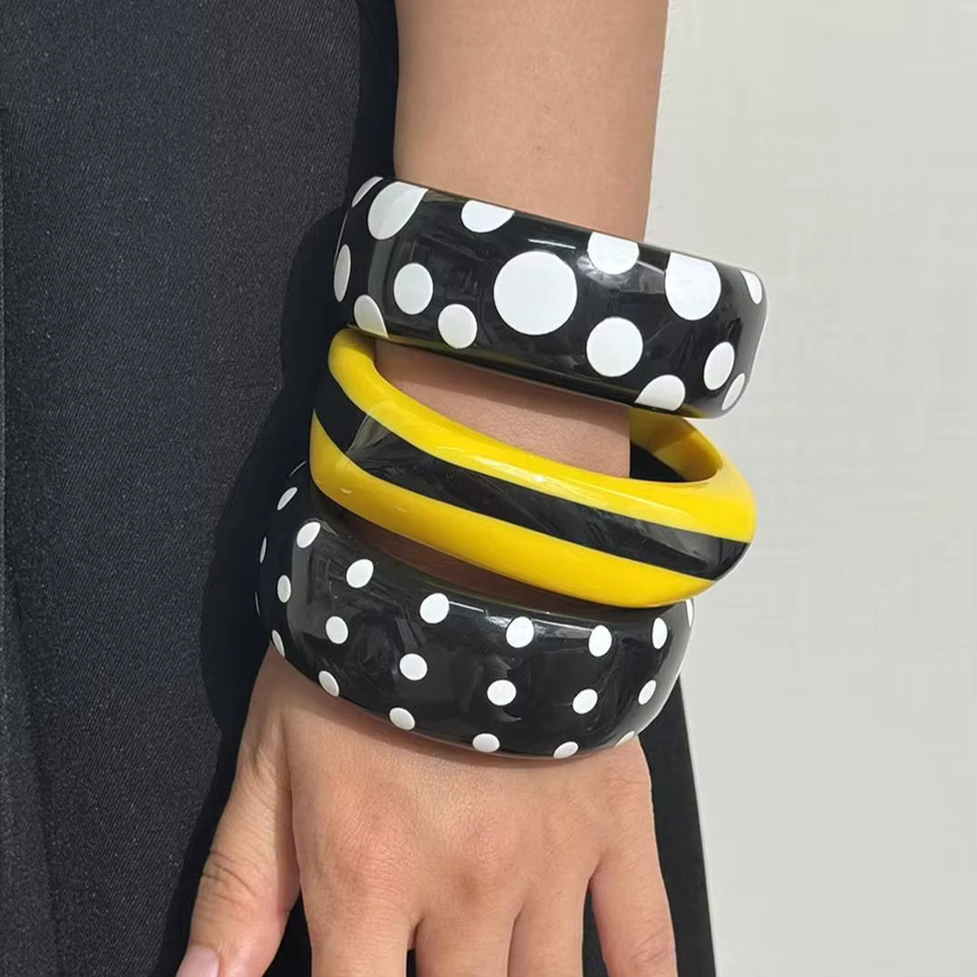 HUANZHI Armband, Harz, Damen, Weiß Schwarz - Bild 2