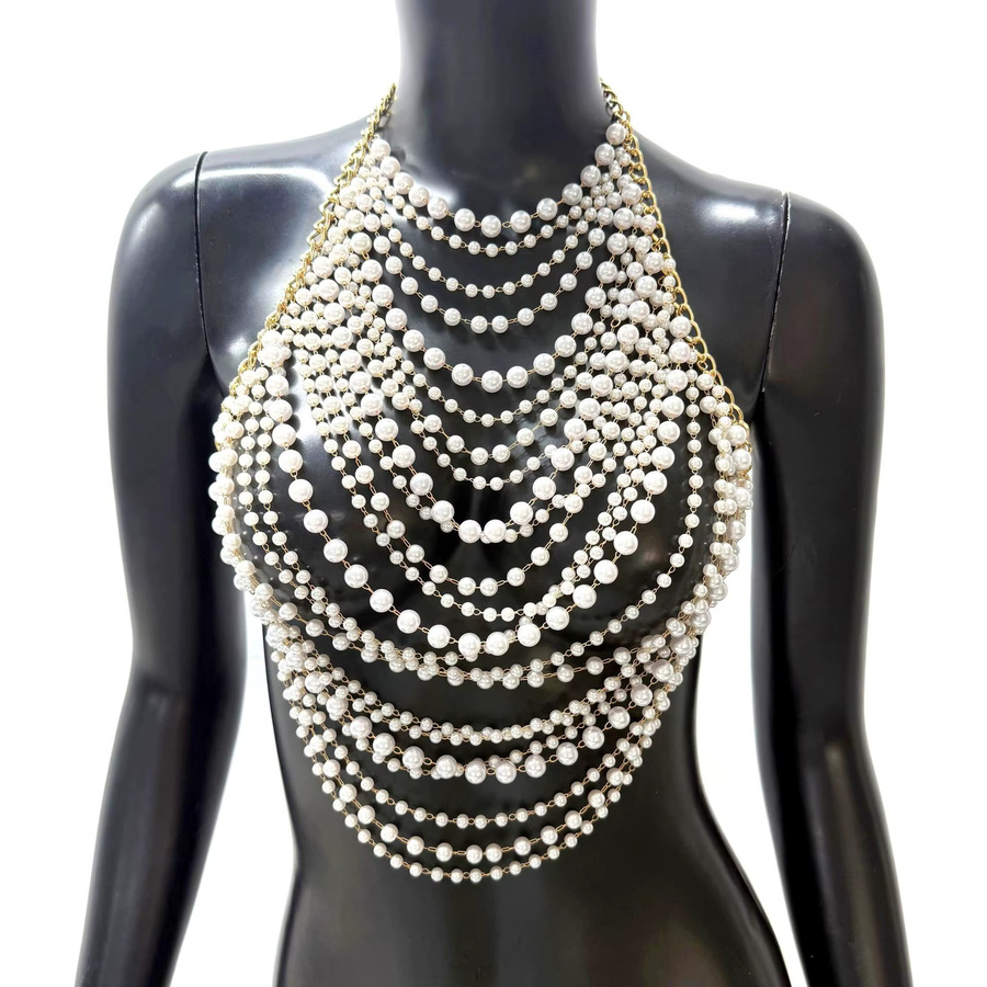 XIGUO Körperkette, Perle, Metall, Gold, Damen - Bild 2