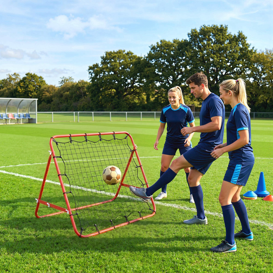 HOMCOM Fußball Rückprallwand Rebounder Tor Netz, verstellbarer Winkel, rot-schwarz - Bild 2