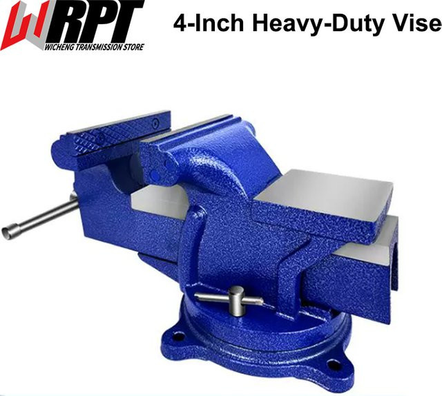 WRPT Hochleistungs-Werkbank-Schraubstock in Blau, 4 Zoll, 360 Grad drehbar, optional mit Flachzange - Bild 1