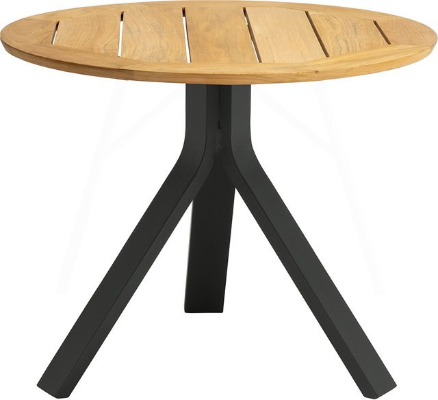 Stern Beistelltisch Freddie mit Teakplatte, Durchmesser: 60 cm, Aluminium anthrazit - Bild 1