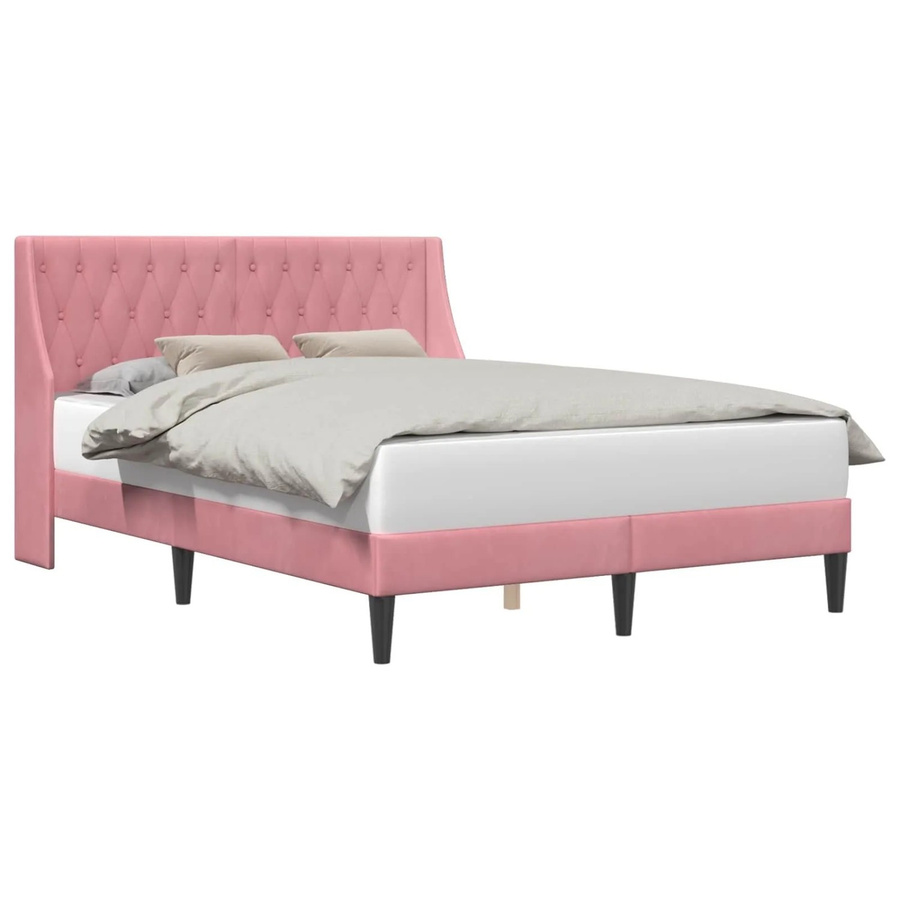vidaXL Bettrahmen mit Kopfteil aus Samt in Rosa, B/T/H: 120 x 190 x 124 cm - Bild 2