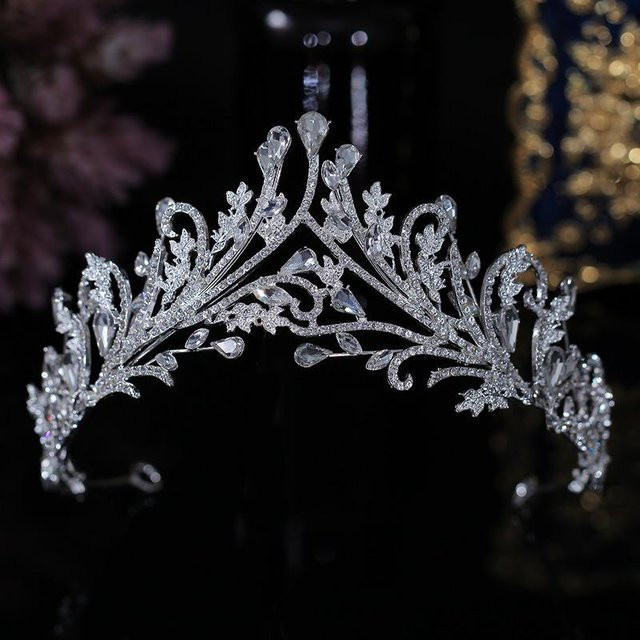 Wucifang Jewelry Diadem, Kristall, Blatt, Grau, Damen - Bild 1