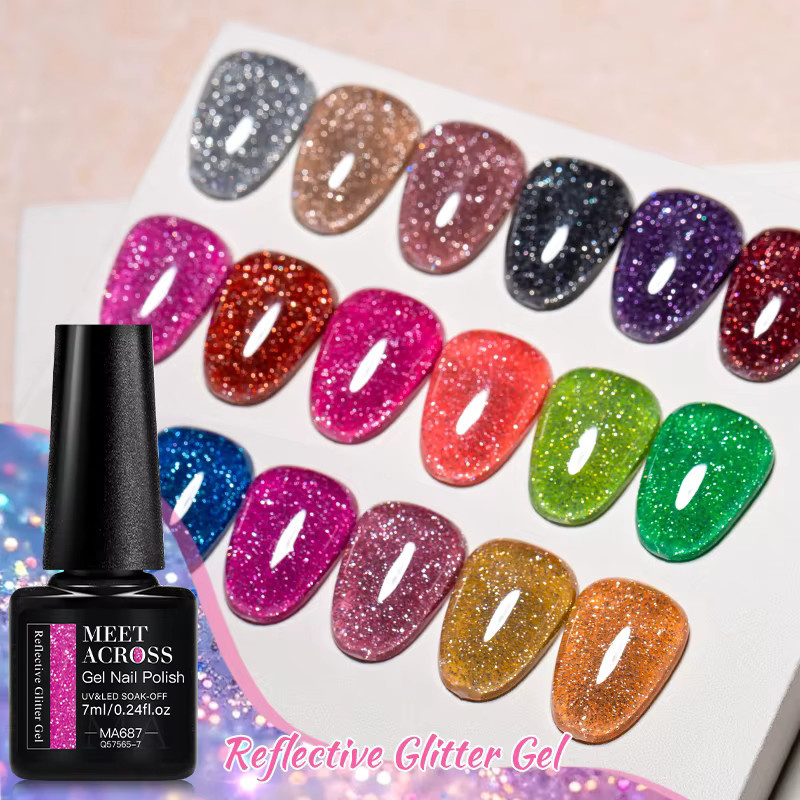 Meet Across Glitter Gel Nagellack Set, 6 Stück, Schimmernd - Bild 2
