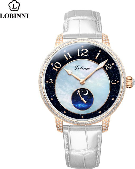 LOBINNI Armbanduhr Automatik, Edelstahl, Leder, 35 mm, Damen - Bild 1
