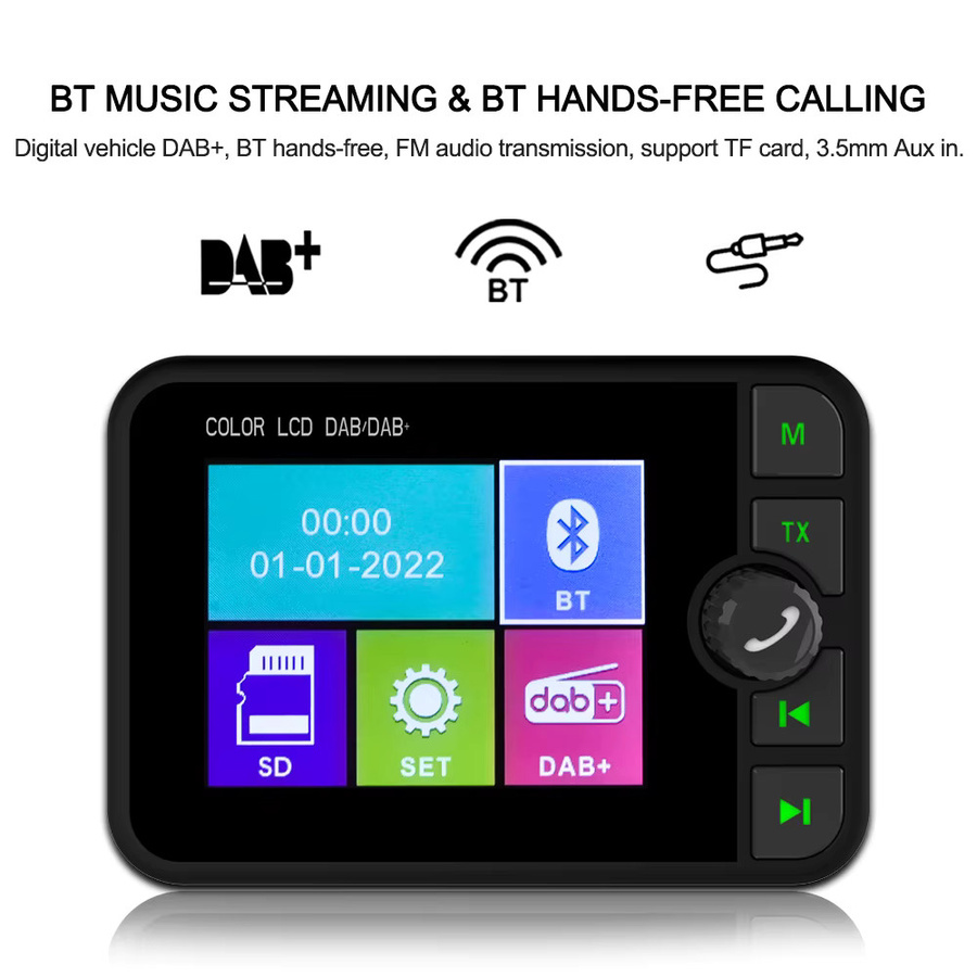 Podofo DAB/DAB+ Radio Adapter mit 2,4-Zoll-LCD-Display und Bluetooth für Ford VW Audi in Schwarz - Bild 5