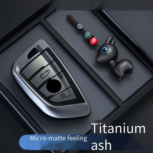 ICAR Autoschlüssel Hülle in Titangrau für BMW X1 X3 X4 X5 X6 F15 F16 G30 3 5 7 Serie G11 F48 Smart Remote Fob Schlüsselanhänger - Bild 1
