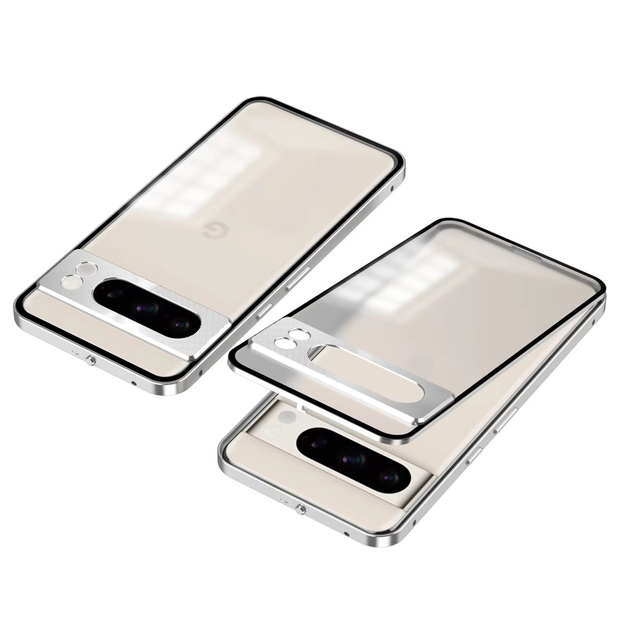 Magnetische Handyhülle aus Aluminiumlegierung mit Bumper Frame und matter Rückseite für Google Pixel 7 Pro, 7A, 8 Pro, 8A und Pixel 9 Pro XL in Schwarz oder Silber - Bild 2