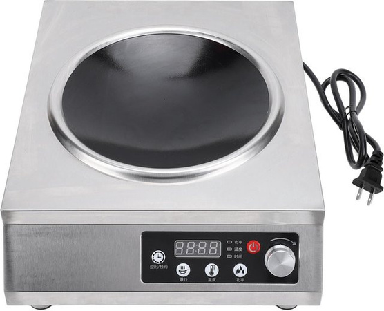 Tragbares Induktionskochfeld von Aimo mit 3500W, Touch-Bedienung und Sicherheitsfunktionen in Weiß und Silber aus Edelstahl