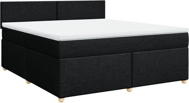 vidaXL Boxspringbett mit Matratze Schwarz, Hybrid-Bett mit USB-Anschluss und Unterbettbeleuchtung, B/T: 180 x 200 cm - Bild 1