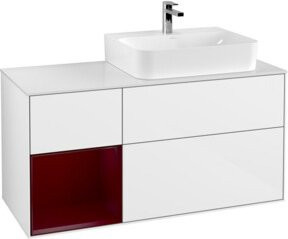 V&B Finion Waschtischunterschrank mit Abdeckplatte und Regal links, Farbe: Glossy White, B/T/H: 120 x 50,1 x 50,1 cm - Bild 1