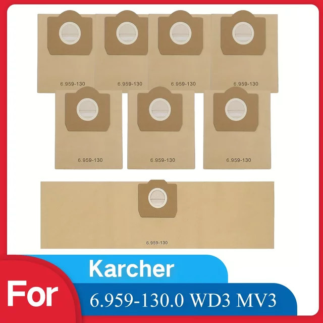 HOME TIMES Staubsaugerbeutel für Karcher 6.959-130.0 WD3 MV3 Premium Nass- und Trockensauger, Farbe: Braun - Bild 1