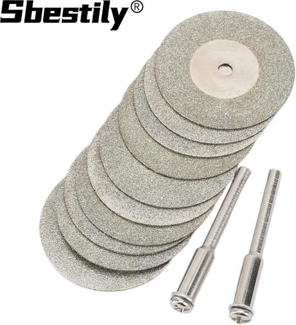XMSJ Diamant-Trennscheiben Set für Dremel-Bohrer, 10 Stück Kreissägeblätter zum Schneiden von Glas und Jade, Durchmesser: 30 mm, 40 mm, 50 mm, Farbe: Silber - Bild 1