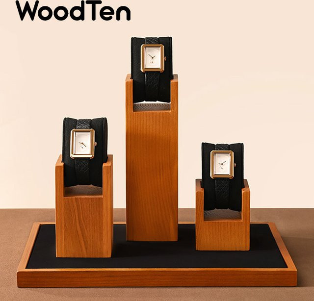 WoodTen Uhrenständer und Schmuck-Organizer aus Massivholz in Schwarz oder Braun - Bild 1