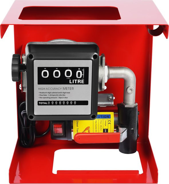 Bymaocar Diesel-Transferpumpe in Rot mit einstellbarer Geschwindigkeit, 230V, 3600 U/min und 1690,9 oz/min für Automobile, Bauernhöfe und Frachtschiffe - Bild 1