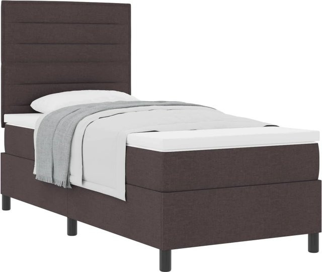 vidaXL Boxspringbett mit Matratze und Taschenfederkern in Dunkelbraun, B/T/H: 80 x 200 x 140 cm - Bild 1