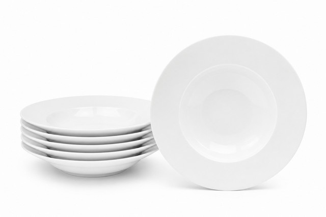 van Well Essteller tief New York aus Porzellan, 6er Pack, Weiß, Durchmesser: 27,5 cm, Höhe: 5,2 cm, 450 ml - Bild 1