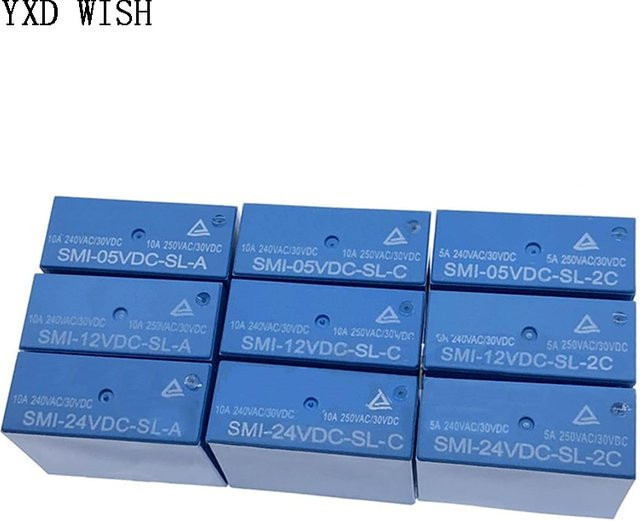 10 Stück SMI Relais Set in Blau, 5V 12V 24VDC, 10A, mit 4/5/8 Pin Optionen - Bild 1