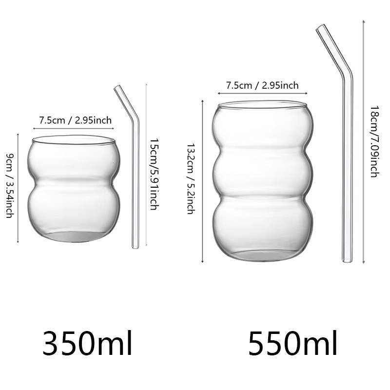 YWDL Transparenter Glasbecher mit Strohhalm für Kaltgetränke, Saft oder Milch, 550 ml - Bild 3
