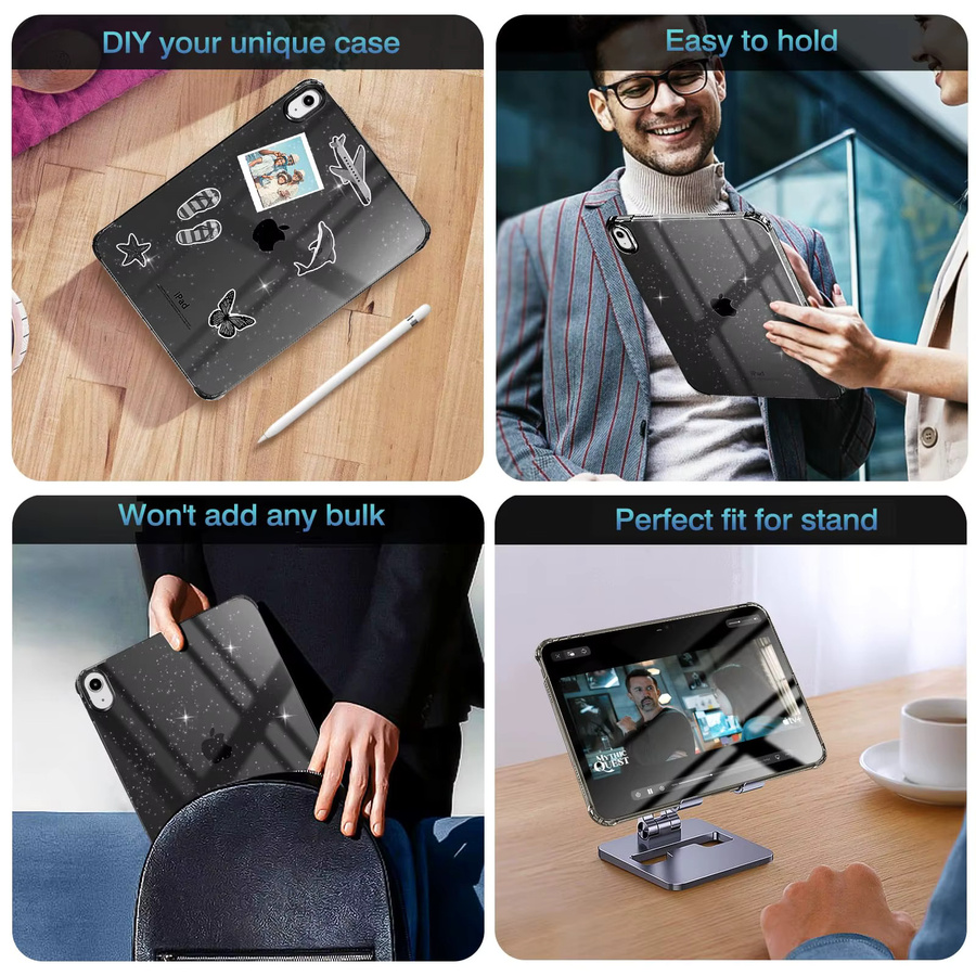 Zair Silikonhülle mit Glitzer-Effekt für iPad Air, Mini und Pro in Transparent - Bild 5