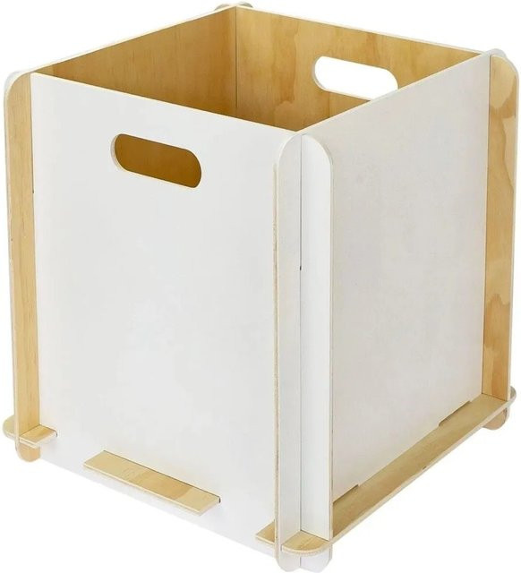 HMF Aufbewahrungsbox aus Sperrholz zum Zusammenstecken, Weiß, Breite: 32 cm, Tiefe: 32 cm - Bild 1