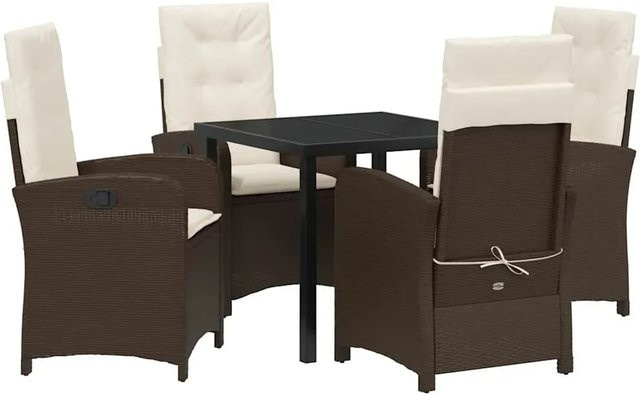 vidaXL Garten Essgruppe 5-teilig aus Poly-Rattan und Glas in Braun - Bild 1