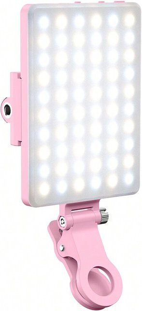 Selfie-Licht für Smartphone, Laptop und Kamera mit Vorder- und Rückclip in Pink und 3 Lichtmodi - Bild 1